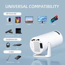 适合家庭和办公室使用的高清投影仪，支持多设备连接，包括智能手机、电脑、平板电脑 - 适用于电视、电影、在线会议、健身、娱乐、屏幕镜像。非常适合情人节或圣诞节礼物 - 查看 6