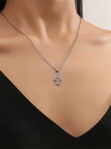 1 chiếc vòng cổ bằng thép không gỉ mặt dây chuyền hình bàn tay hamsa vàng thời trang sang trọng quý phái tiệc cưới - Vàng - Xem 5