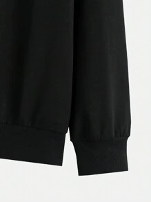 2pcs Casual Print Sweatshirt & Pants Set For Men - Black - View 5