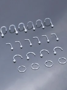 20Pcs 18G 20G Clear Piercing Retainers For Nose Rings Nose Studs Plastic Piercing Jewelry For Work - Clear - View 5