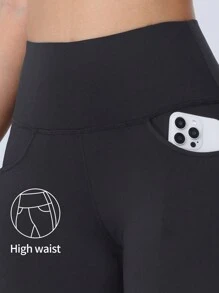 ROYALS MATTINI 瑜伽喇叭裤，基本款瑜伽健身运动高腰裤带口袋，春夏女式瑜伽喇叭裤带腰带，瘦身、提拉，女士瑜伽裤舞蹈休闲运动长裤 - 黑色 - 查看 4