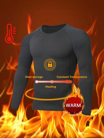 Maglietta intima termica imbottita invernale, strato base di compressione sportiva per uomo, adatta per fitness, sci, alta elasticità