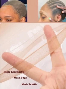 Touca de Peruca Respirável - Material de Náilon Ultrafino e Transparente, Touca Calva Elástica e Leve, Adequada para Perucas Frontais de Renda, Confortável para Uso no Verão, Escolha das Mulheres. - Damasco - Visão 4