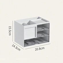 1 Pièce Bureau Minimaliste Tiroir Organisateur De Papeterie Porte-stylo Avec Grande Capacité, Peut Être Assemblé Comme Étagère Pour Bureau Ou Étudiant