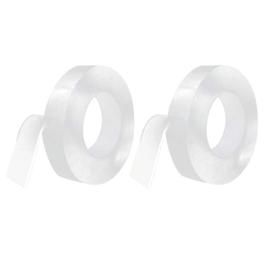 2 rollos de cinta adhesiva de doble cara nano reutilizable, lavable, para el hogar y la oficina - Blanco - Ver 1