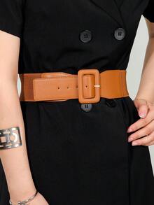 1 件女式弹力腰带 - 简约优雅纯色百搭连衣裙束腰带 - A - 查看 3