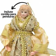 Kit 3 Decorative Angels Christmas Pendant Luxury Sequins Gold 17cm - Noel Decor - 金色 - 查看 4