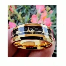 1 件时尚优雅的碳纤维戒指，男女通用休闲和商务配饰，个性化珠宝礼物 - 碳纖維戒指 - 查看 5