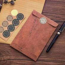 8pcs Kraft Paper Envelopes With 8pcs A5 Letter Papers, Vintage Style Envelope & Paper Set For Handwritten Romantic Letters, Birthday Cards Or Confessions