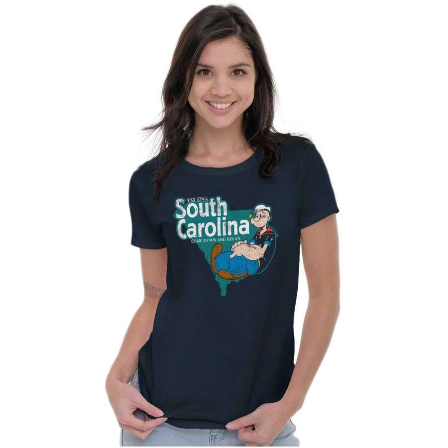 Popeye Relax In South Carolina SC Womens T Shirt Ladies Tee - 海軍 - 查看 1
