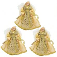 Kit 3 Decorative Angels Christmas Pendant Luxury Sequins Gold 17cm - Noel Decor - 金色 - 查看 1