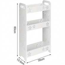 Bathroom Storage 3 Tier Narrow Storage Unit Carved Floating Shower Storage Rack Wall Mount 60x35 X13.5cm Storage Rack Free-Standing Shelves For Bathroom Living Room - White - View 3