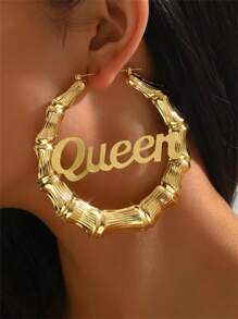 1雙骨聯合形狀獨特耳夾 - 金黃色 - 查看 13