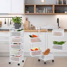 OYAJIA Rotating Storage Shelves Rack,Kitchen Vegetable Storage Trolley,Vegetable Fruit Storage Basket Rack,6 Layer Kitchen Rotating Storage Rack,Vegetable Trolley,Potato Storage,Onion Storage Outdoor Decor - White - View 7