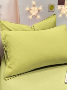 1 vỏ gối màu xanh cỏ mờ hiện đại tối giản, vỏ gối mềm mại có túi đựng trong phòng ngủ, bộ đồ giường - màu xanh lá - Xem 3