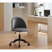 Velvet Fabric Office Chair Desk Chair, Mid-Back Adjustable Swivel Computer Chair With Black Legs , Modern Upholstered Desk Chair With Wheels