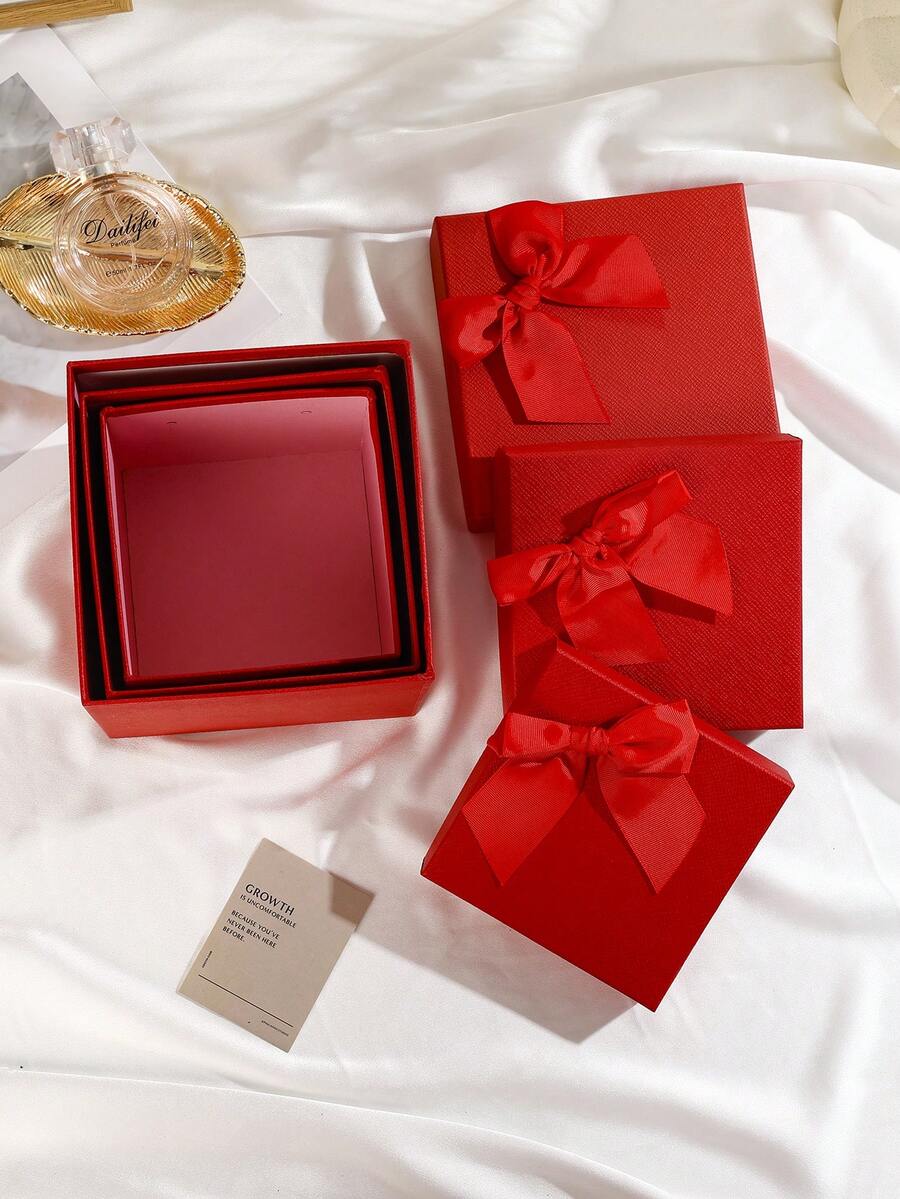 3pcs Bow Mothers Gift Boxes For Mom Presents,Small Gift Boxes With Lids