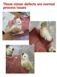 1 件粉色陶瓷鸟形珠宝收纳盒，带叶子图案和厨房蘸酱盘 - 创意可爱的珠宝收纳架、肥皂盒、豪华优雅的水果、甜点展示托盘和金耳环、戒指、金项链，适用于厨房、家居、浴室，适合返校 - 彩色 - 查看 10