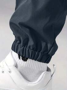 Tween Boy Fashion Casual Drawstring Waist Cargo Pants - Navy Blue - View 4