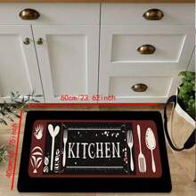 1/3 件圣诞厨房地毯、圣诞树和小矮人设计黑色厨房垫、适合节日派对的低调地垫、圣诞快乐厨房家居装饰 - 黑色 - 查看 5