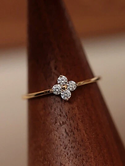 ESBERRY 1 Pc 925 Sterling Silver Four Clover Ring,Fashion Everyday Ring,For Women Fine Ladies Jewelry Gift Women's Fashion Accessories