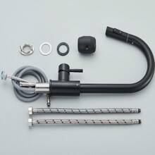 Kitchen Sink Faucet Pull Out Sprayer 360° Swivel Single Handle Single Hole Mixer Tap - 黑色 - 查看 10