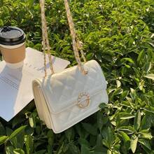 Rhombus Chain Bag, Women's Messenger Bag, Versatile Niche High-End Shoulder Small Square Bag - 黃色 - 查看 4