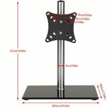 Monitor Stand 13 - 27 Inch Monitor Arm Curved Screen Monitor Mount Tempered Glass Base Monitor Stand Adjustable Ergonomic Pc Monitor Arm - Black - View 3