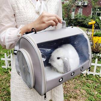 1 pieza Jaula portátil de transporte para viaje pequeño animal como conejillos de indias, pájaros, conejos, tortugas, lagartos, jaula de transporte portátil para hámster mascota de TPU transparente