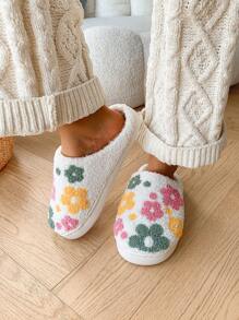 Chinelos Domésticos Fashionáveis e Fofos com Padrão Floral, Macios, Confortáveis, Antideslizantes e Duráveis para o Inverno