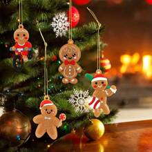 12 Stück niedlicher Lebkuchenmann Anhänger Set - für Weihnachts- und Erntedankdekoration, Festgeschenkverpackung, Weihnachten