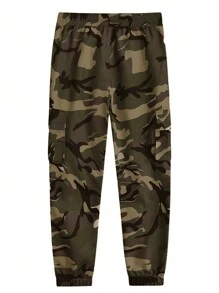 Pantalones cargo casuales de camuflaje con múltiples bolsillos para hombre, para el otoño - Verde - Ver 3