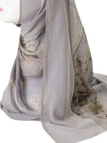 1pc Women's Fashion Patchwork Chiffon Printed Scarf, Contrast Color Casual Polyester Headscarf, Style Elegant Versatile Long Scarf, All Season