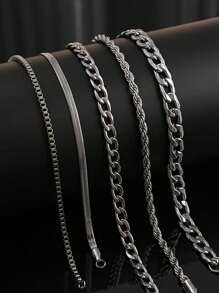 5 pezzi/set Braccialetti in acciaio inossidabile semplici e alla moda per uomo, per uso quotidiano