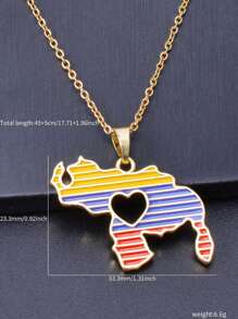 kuuioe 1 chiếc vòng cổ mặt dây chuyền hình trái tim mạ vàng 18K dành cho nam, phụ kiện trang sức hỗ trợ hình giọt nước bằng thép titan nhiều màu sắc cho ngày lễ tình nhân, mẹ, mẹ, ngày của mẹ, quà tặng - bản đồ - Xem 5