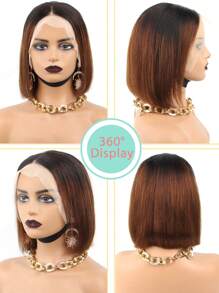 Mix Brown Bob Wig Human Hair 13x4 Transparent Lace Front Wigs Human Hair Pre Plucked With Baby Hair Pre Colored Ombre Brown Wig For Women 150% Density - T1B/F4 - 查看 2