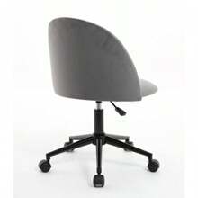 Velvet Fabric Office Chair Desk Chair, Mid-Back Adjustable Swivel Computer Chair With Black Legs , Modern Upholstered Desk Chair With Wheels
