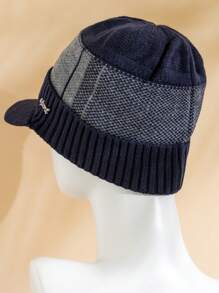 JZML 1pc Men Letter Decor Knit Hat Halloween - Navy Blue - View 3