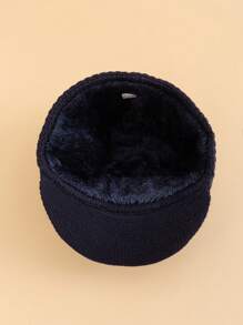 JZML 1pc Men Letter Decor Knit Hat Halloween - Navy Blue - View 5