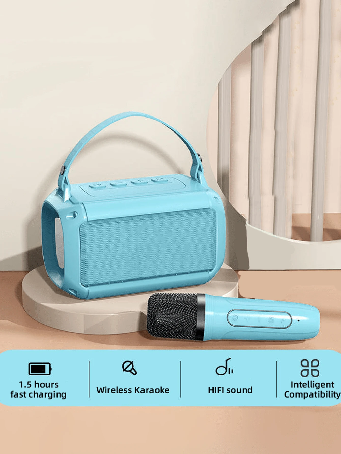 Microphone Karaoké Bluetooth Hanzete Pour Enfants - 10W, Batterie 2000mAh, BT 5.0 - Rose, Or, Noir, Rouge