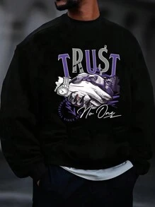 NEON DUSK Men's Black Crew Neck Long Sleeve Sweatshirt, Autumn/Winter - Black - View 1