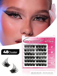 GROINNEYA 6 Rows Cluster Lashes Self Adhesive No Glue Individual Lashes Natural Look Volume Lash Cluster Eyelashes Extension (MJ05) - C - View 2