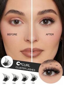 GROINNEYA 6 Rows Cluster Lashes Self Adhesive No Glue Individual Lashes Natural Look Volume Lash Cluster Eyelashes Extension (MJ05) - C - View 1