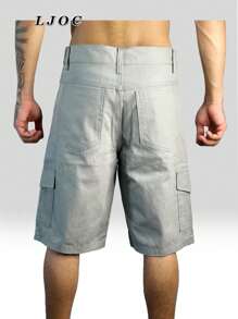Men's Bermuda Shorts Black Beige Various Colors 6 Pockets Cargo Denim - Xám - Xem 2
