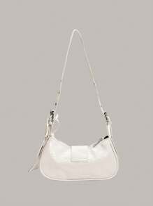 In The Summer Of 2025, The New Drawstring Women's Bag Fashion Bucket Bag Rivet Motorcycle Bag Three Pieces Wide Strap Crossbody Bag - 白色 - 查看 2