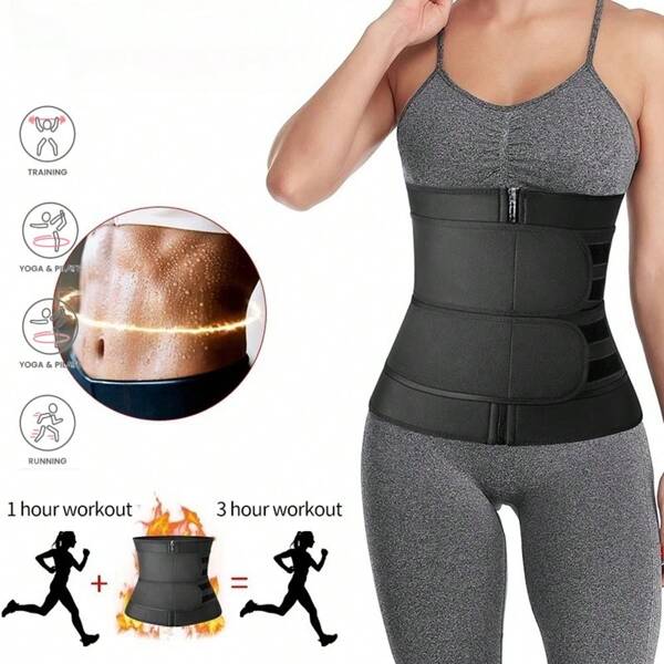1pc Waist Trainer Slimming Body Shaper Fitness Belt Weight Loss Fat Burning Sport Girdle Sweat Trimmer Workout Cincher Shapewear Suitable For Weight 45-58KG Fitness Back Support/Sports Outdoor Sweat Vest Sauna Sweat Gym Accessories Belly Slimming Girdles, Lumbar Girdles Belly Slimming Corset