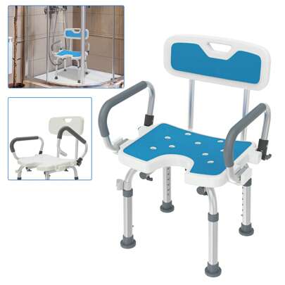Shower Chair With Removable Armrests And Backrest, Shower Stool, Height-Adjustable Bathroom Stool With Anti-Slip Feet, Up To 150 Kg, Shower Stool For Seniors