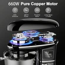 THREEKEY 1pc 6.2-Quart 660W Stand Mixer, 6-Speed Tilt-Head Kitchen Electric Mixer With LCD Touch Screen, Dough Hook, Whisk, And Beater - 美規A型插(110-127V) - 查看 6