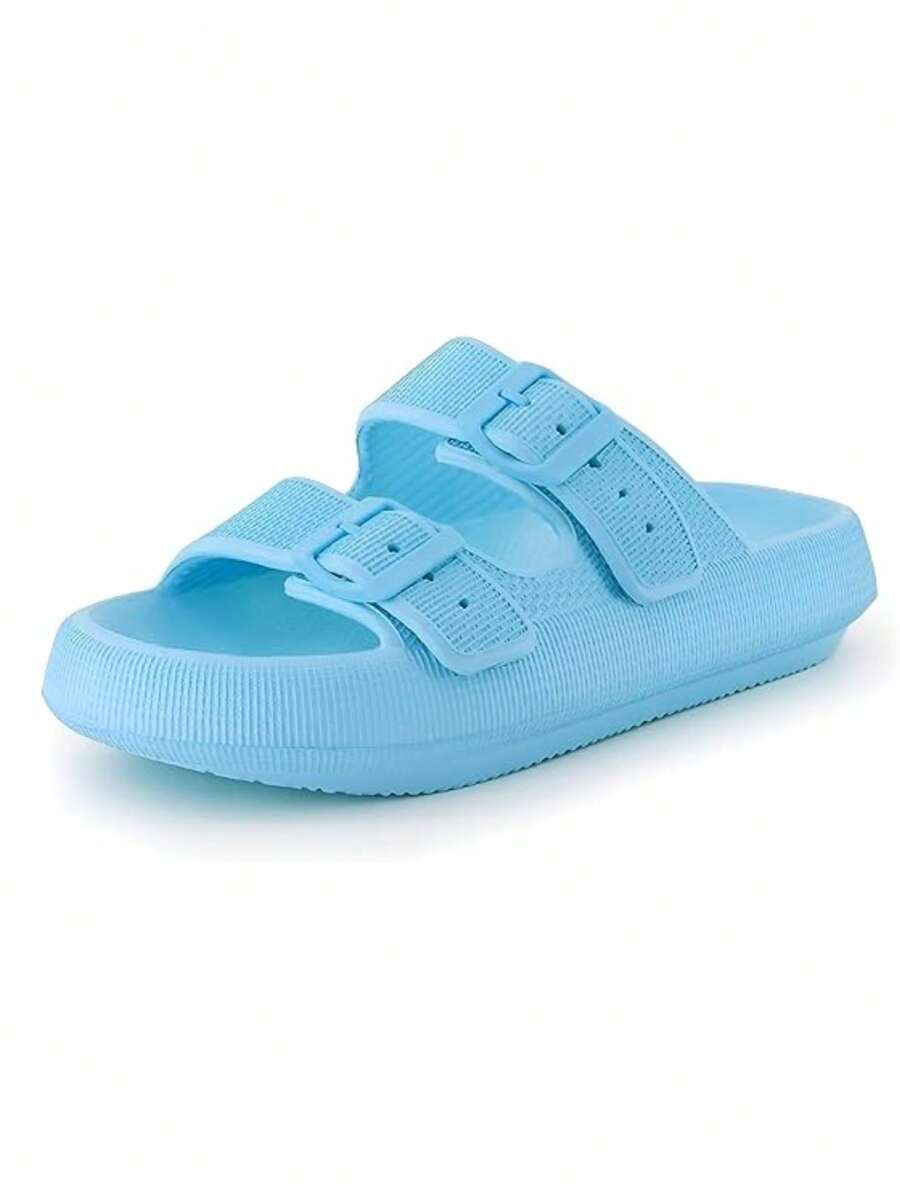 WOMEN'S FASHION FLIP FLOPS, MEN'S UNISEX EVA SANDALS With Thick Platform Non-Slip Sole Unisex SLIPPERS, Adjustable Clasp Quick Drying. - 薄荷藍 - 查看 1