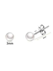 5 Pairs Cute Stainless Steel Hypoallergenic Faux Pearl Stud Earrings Set For Women, Silver Girls Dainty Faux Pearl Cartilage Earrings Gift Jewelr